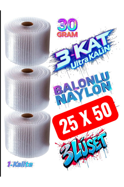 HBNC 25 Cm X 50 Metre 4 Lü Set Balonlu Naylon Patpat Eşya Koruma Naylonu