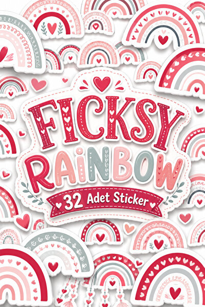 Ficksy مجموعة ملصقات قوس قزح - 32 ملصقًا