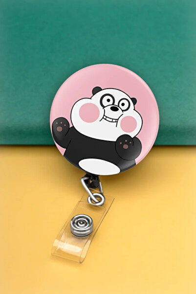 Apptakı Pembe Ayı Metal Buton Yoyo Yaka Kartığı Kart Tutucu Yoyo Kartlık - MB...