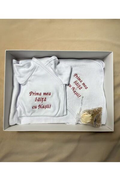 Your Baby Store Prosop si body prima mea baita cu nasii brodate - rosu , bumb...