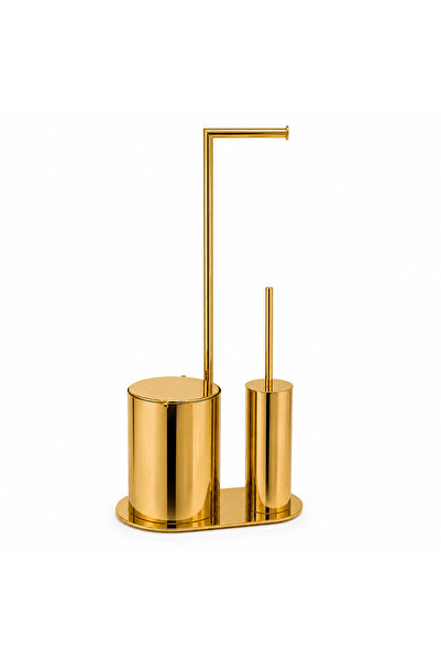 SYSTEM BANYO AKSESUARLARI Banyo 3'lü Hareketli Wc Set Altın 71x33x21 cm