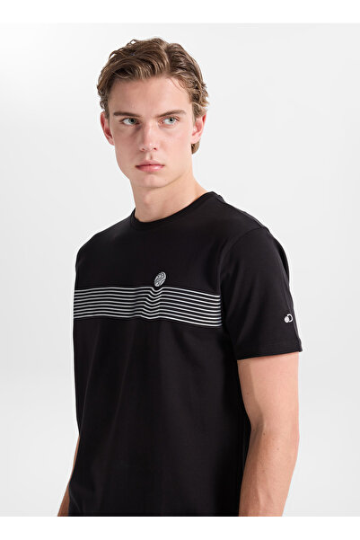 Discovery Expedition D6SM-TST3723 Siyah Bisiklet Relaxed Baskılı Erkek T-Shirt