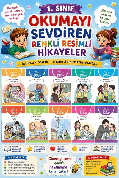 Ata Yayıncılık 1. Sınıf Okumayı Sevdiren Renkli Resimli Hikayeler 3 - 10 Kitap
