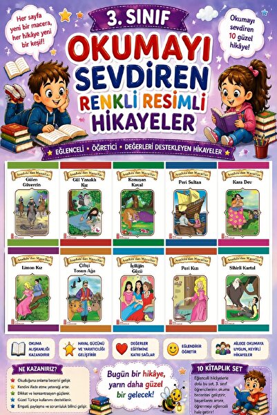 Ata Yayıncılık 3.Sınıf Okumayı Sevdiren Renkli Resimli Hikayeler 2 - 10 Kitap