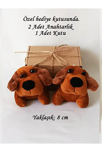 dudu kids 2 Pieces of Coffee Plush Toy Chubby Dog Keychain with Kraft Box 8 c...