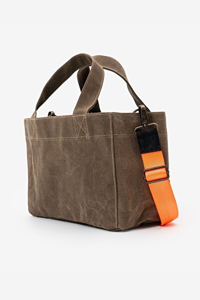 Goo Leather Goods Τσάντα ώμου και χεριού καθημερινής χρήσης με λουράκι καμβά ...