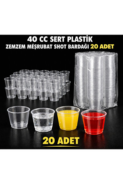 40 CC SERT PLASTİK ZEMZEM MEŞRUBAT SHOT BARDAĞI 20 ADET