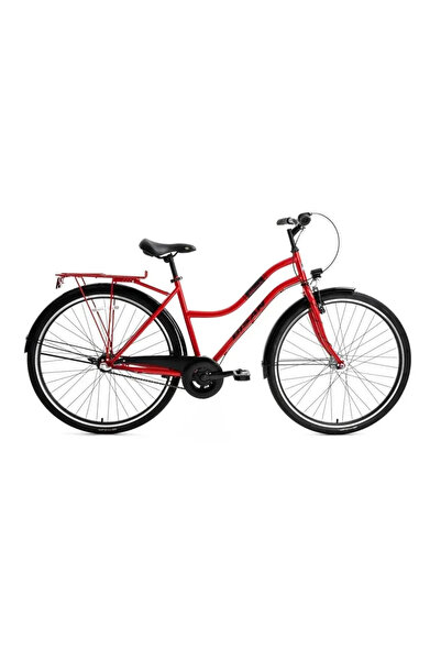 Bisan BELLA KADIN ŞEHİR BİSİKLETİ 42CM V 26 JANT 3 VİTES BAYRAK KIRMIZISI SİYAH