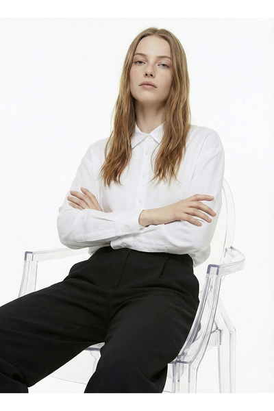 Fabrika Beyaz Kadın Loose Fit Gömlek F6SL-GML0194