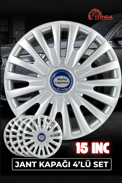 YONGA OTO AKSESUAR Ford Courier 15 İnç Jant Kapağı 4'lü Set Gümüş + 4 Amblem ...