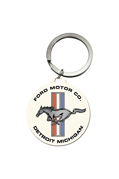 Nostalgic Art Keychain - Ford Mustang: Horse & Stripes Logo
