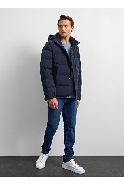 Back And Bond Lacivert Relaxed Fit Puffer Jacket