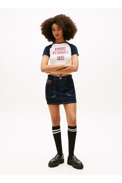 Tommy Jeans Yüksek Bel Lacivert Kadın Denim Etek MINI SKIRT EI6050