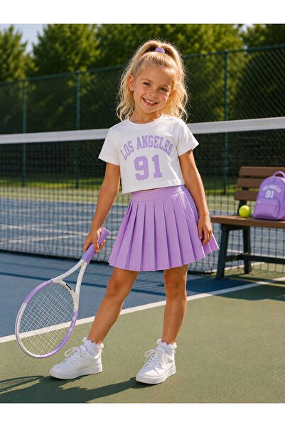 My Kids Wear Costum pentru fete cu fustă plisată imprimată