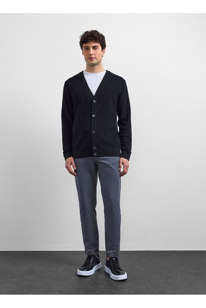 Back And Bond Black Regular Fit Cardigan