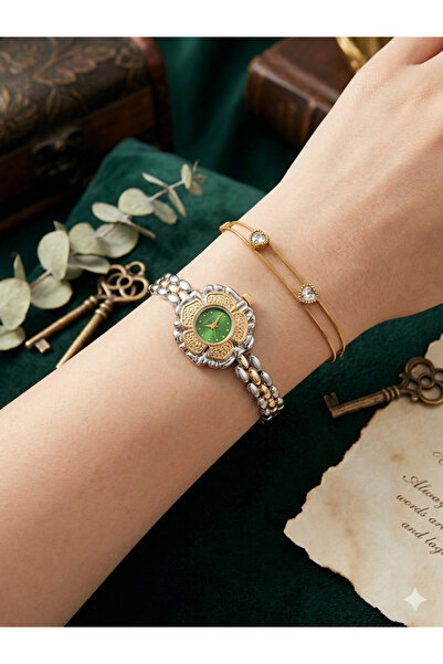 Choppers Daisy Flower Design Vintage Gold Women's Watch in Gift Box