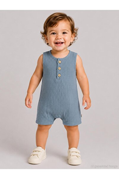 Civil Baby Lycra Muslin 6-18 Months Jumpsuit - Blue