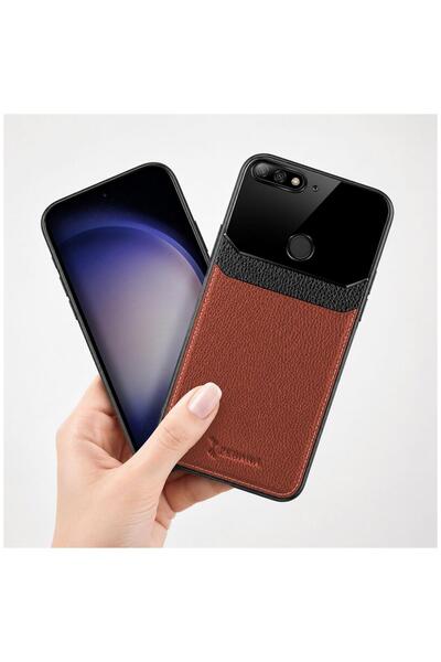 Zebana Huawei Y7 Prime 2018 Compatible Case Lens Leather Case Brown
