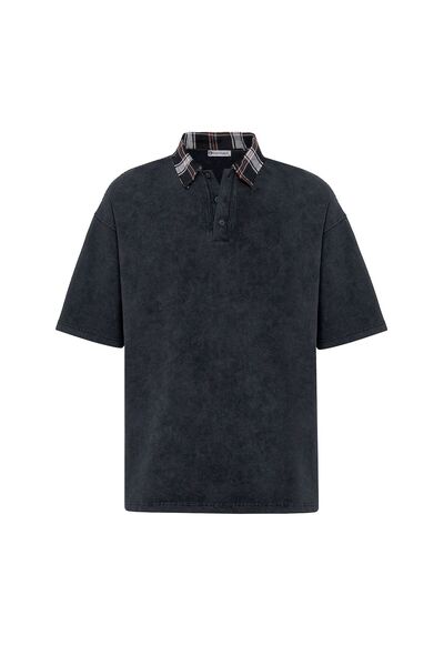 S13 Store Washable Oversize Polo Collar Detailed T-Shirt