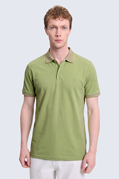 Hatemoğlu Green Regular Fit Polo Collar 100% Cotton T-Shirt