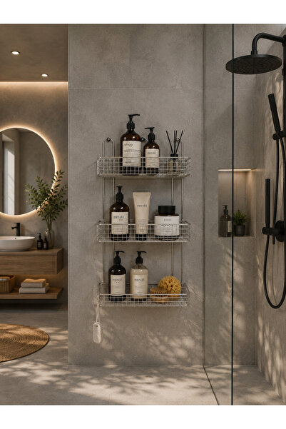 ORSAMTIP Paslanmaz Çelik Askılı Banyo Düzenleyici Diktörtgen 3'lü raf 26X12X5...