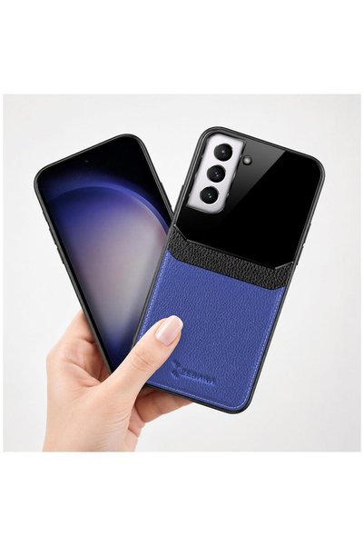 Zebana Samsung Galaxy S21 Fe 5g Compatible Case Lens Leather Case Navy Blue