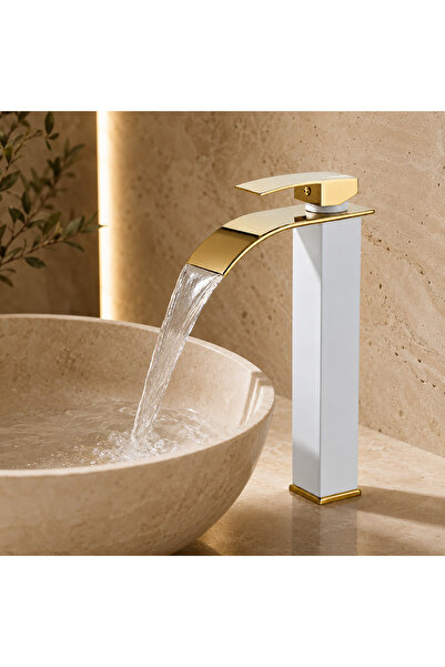 SMART GADGETS C&A Baterie Chiuveta Baie, Tip Cascada,Alb Auriu,30 CM