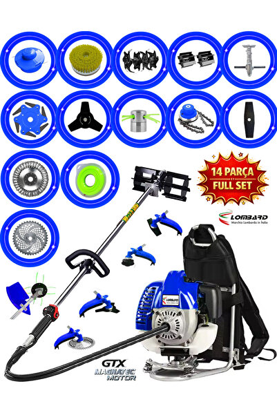 Cros LOMBARD İtalia L-9900 V-tec 10 In 1 Sırt Tipi Ot Çim Biçme Tırpanı Topra...