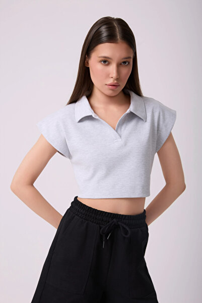 defys Γυναικείο γιακά με λεπτομέρεια Crop Grey