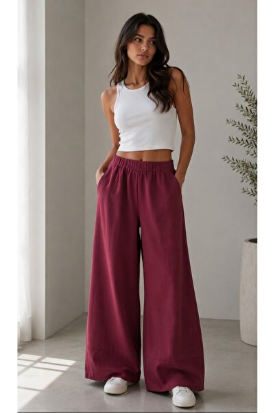 Dagü Design Women's Plum Color Relax Linen Pants