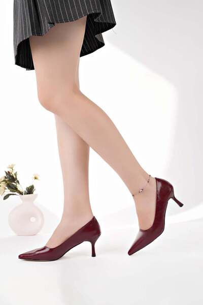 Nesil Shoes Senyo K50 bordo lakirane kožne cipele sa štiklom za žene