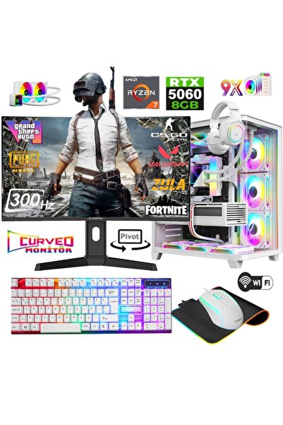 Apphirex TCW1 Ryzen 7 5700X 32GB 1TB M.2 SSD RTX5060 27'' 300HZ Curved Sıvı S...