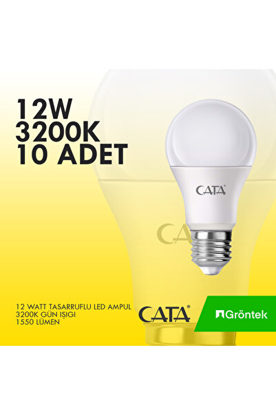 Cata 10 ADET 12 WATT 3200K GÜN IŞIĞI TASARRUFLU LED AMPUL
