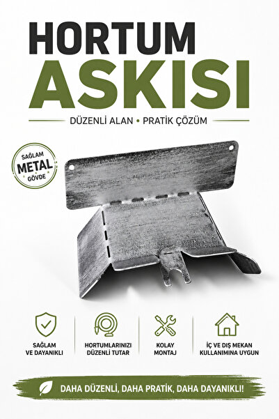 VENON GÜMÜŞ Duvar Tipi Metal Hortum Askısı Siyah Metal Hortum Askılığı - Bahç...