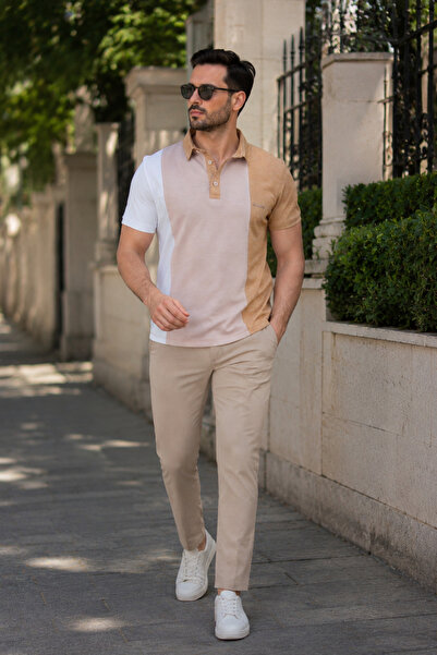 Erkek Slim Fit Polo Yaka Tişört Üç Parçalı Model Dar Kesim Yumuşak Dokulu Günlük Şık T-Shirt İnterlok Kumaş