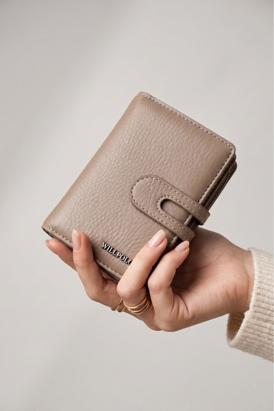 willpolo Genuine Leather Black Women's Wallet Card Holder with Coin Compartment