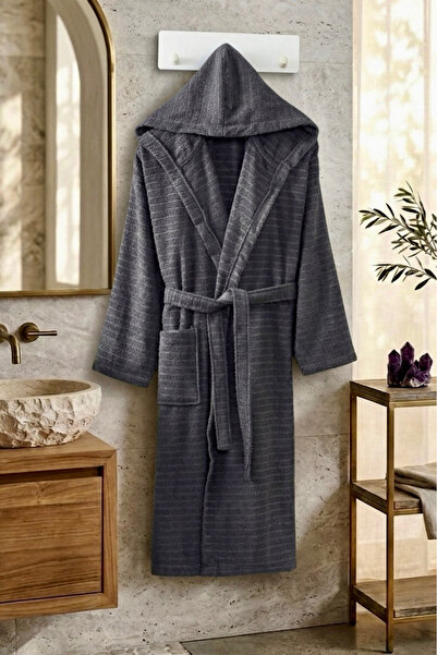VENTİ VENTİSCA Star Soft Cotton Hooded Bathrobe