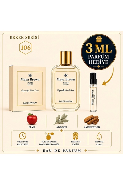 Maya Brown Özel Seri Yüksek Fransız Esanslı Erkek 60 ml Parfüm No:106-New Yor...