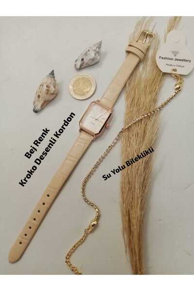 Brality Retro Model Vintage Women's Wristwatch... Beige Color Strap, Rose Col...