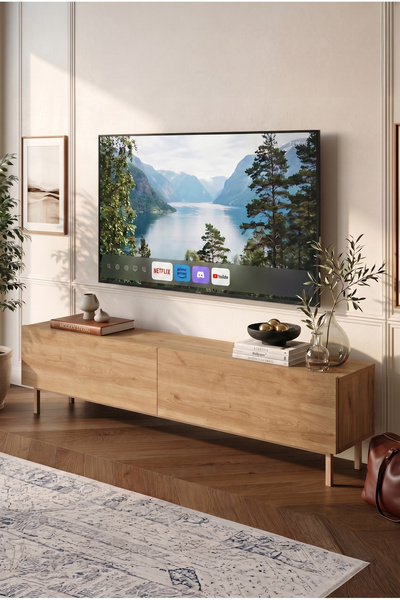 Yurudesign Future Tv Ünitesi Sehpası Ahşap Ayaklı 180cm Sepet FR8X-S
