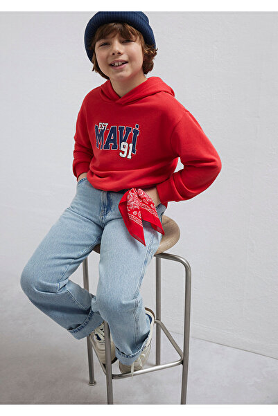 Mavi Baskılı Kırmızı Sweatshirt 6S10139-70478