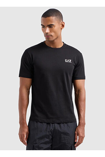 EA7 Erkek Bisiklet Yaka T-Shirt - Siyah