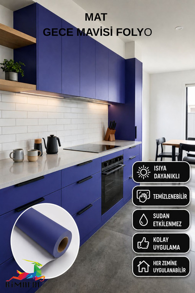 RİMAFOL MAT GECE MAVİSİ MOBİLYA DOLAP KAPLAMA FOLYOSU 61 CM X 3 METRE
