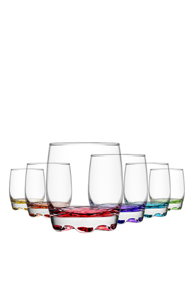 LAV Adora Glass Whiskey Glasses Set of 6 290 ml Mixed Color (Soft Drink/Cockt...