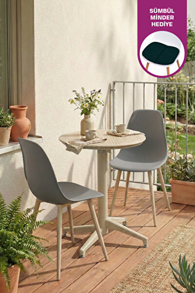 VİLİNZE Tilia Plastik Bahçe Balkon Bistro Seti Katlanır Masa 60*60 cm