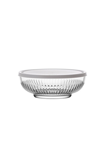 LAV Tokyo Glass Storage Container Single Medium Size 880 ml Round White Plast...