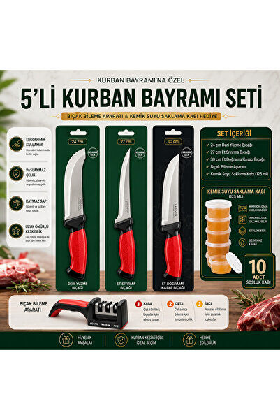 Northern Star 5'li Süper Set Bıçak Seti Bıçak Bileme Aparatı Ve Kemik Suyu Sa...