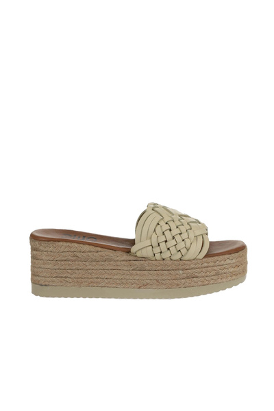 Bueno Shoes Sarı Deri Kadın Dolgu Topuklu Terlik 01wu6118