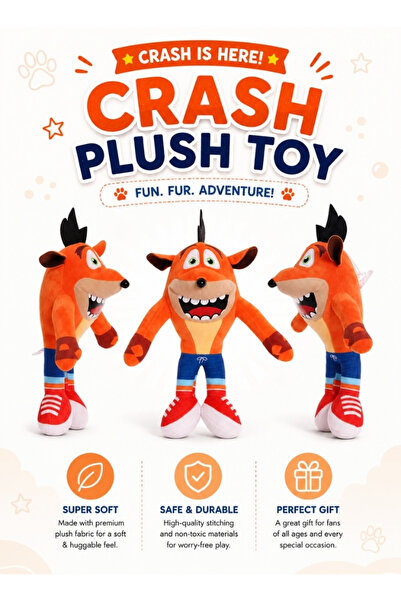 Premium Crash Bandicoot Plush Toy – Video Game Character Doll