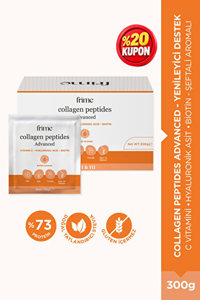 Frime Beauty Collagen Hidrolize Kolajen 300 gr 30 Saşe | Tip 1 & 3 | C Vitami...